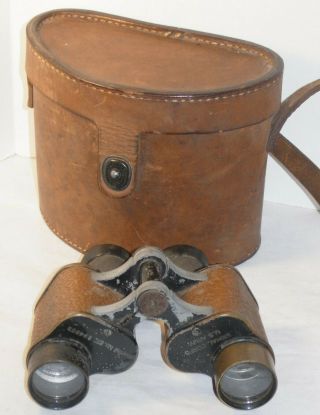Wwii Us Army Signal Corps Binocular Bausch & Lomb 30mm 6x Prism Leather Case