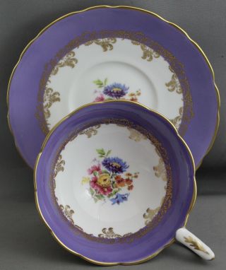Royal Stafford Teacup & Saucer - Gold/purple/flowers M368