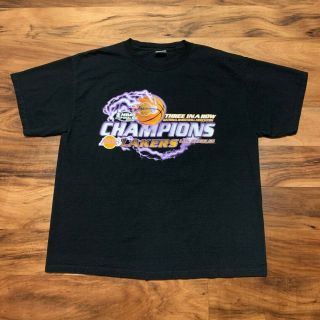 2002 Los Angeles Lakers 3 Peat Nba Finals Lightning Kobe Tee Shirt Vtg Size L/xl