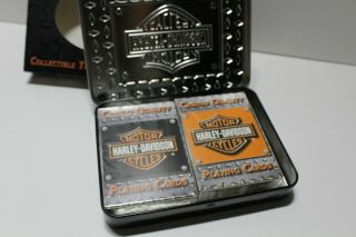 HARLEY DAVIDSON Casino Quality Collectible Tin and 2 Decks of Playing Cards 3
