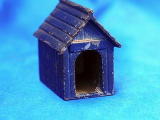 Vintage Metal Dog House Made In England Navy Blue For Miniature Doll House Dog