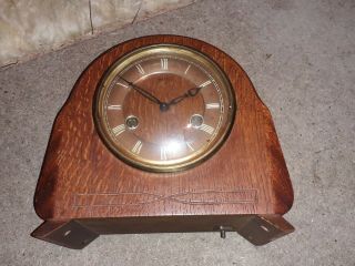 Vintage Smiths Wooden Cased Mantle Clock Not As Spares Or Repairs