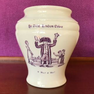 Vintage 4 - 1/2” Ceramic Jar Vase Ye Olde London Cries Pottery Fish Monger England