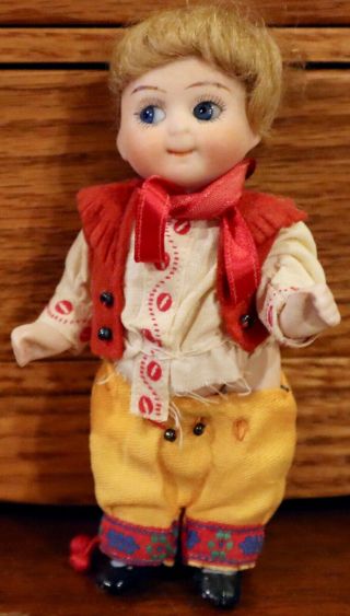Antique 4 3/4 " Fully Jointed German All Bisque Doll Mkd 292/10 Googlie