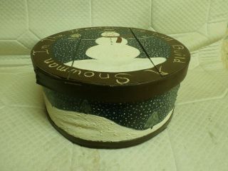 VINTAGE FOLK ART HAND PAINTED WOODEN ROUND CHEESE BOX WITH LID 2