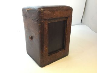 Antique Victorian Leather Travelling Case for Carriage Clock,  Glass 2
