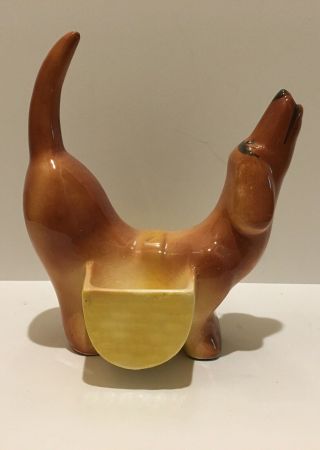 Vintage Dachshund Weiner Dog Planter Dresser Caddy Hand Painted Ceramic