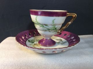 Vintage Enesco Miniature Footed Tea Cup & Saucer