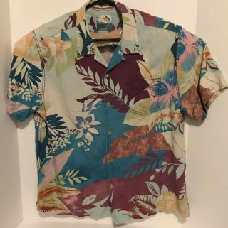 Mens Xl Vintage Tommy Bahama Hawaiian Shirt 100 Silk Short Sleeve Retro