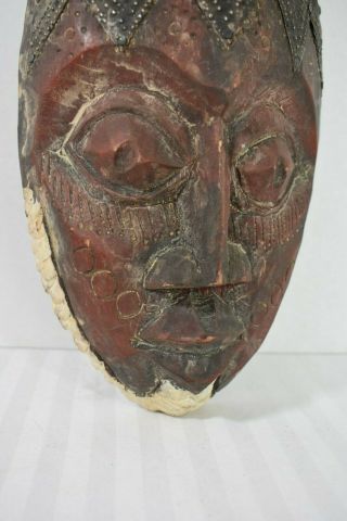 Large Witco - Style Double Tiki Mask Wood Carving Metal Headdress Vintage 2