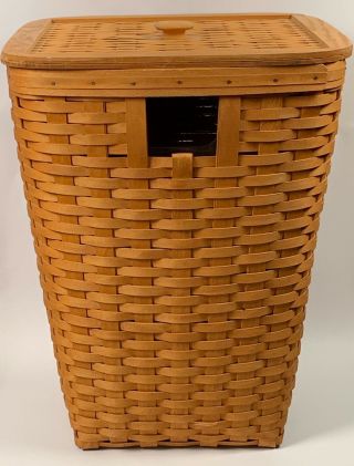 Longaberger Hamper Basket Large 22 " Tall With Lid & Liner 1994 Vintage