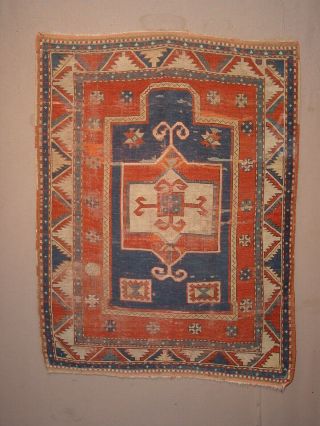 Wonderful Antique 1870 Fachralo Caucasian Kazak Rug Hg