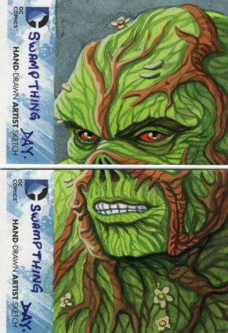Dc Comics The 52 - Sketch Card Puzzle By David Day - Swamp Thing