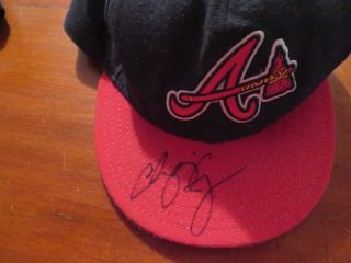 Signed Autographed Atlanta Braves Game Style Hat - Chipper Jones Hof