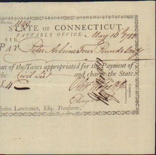 Oliver Wolcott Jr Signed Promissory Note Signed 1789 Autograph