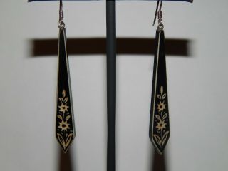 Vintage Art Deco Carved Lucite / Early Plastic Long Dropper Earrings 1920 