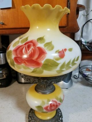 Vintage Gone With The Wind Hurricane Lamp Hand Painted Flowers For Part Or