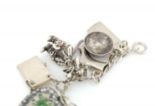 Vtg Sterling Silver Loaded Puffy Heart Antique Charm Bracelet 2