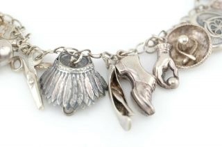 Vtg Sterling Silver Loaded Puffy Heart Antique Charm Bracelet 3