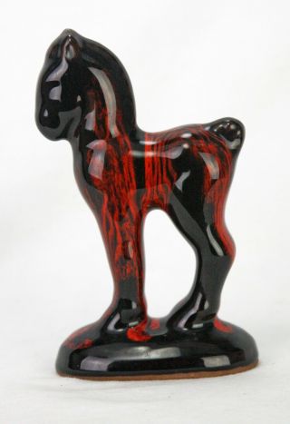 Vintage Ceramic Black And Red Horse Figurine