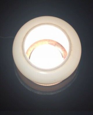 VTG PORCELAIN LATTICE COLUMN LIGHTHOUSE LAMP with BRASS ACCENTS MILK GLASS SHADE 3