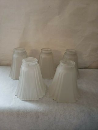 Set Of 5 Vintage Frosted Square Glass Light Shades Ceiling Fan Chandelier