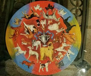 Springbok Prize Dogs 500pc Circular Jigsaw Puzzle Complete Vintage 1960s 2020