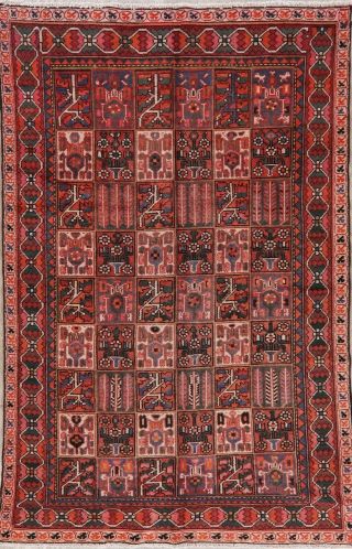 6x9 Vintage Garden Design Bakhtiari Oriental Area Rug Hand - Knotted Wool Carpet