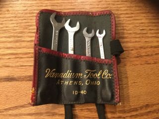 Vintage Vanadium Tool Co.  Small 4 Piece Open End Wrench Set Athens,  Ohio