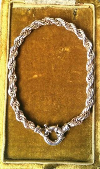 Vintage Sterling Silver/18k Gold Twisted Rope Bracelet Italian Signed M.  S.