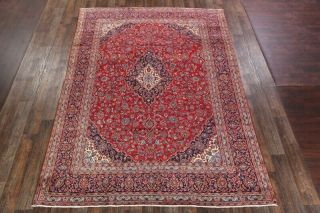 VINTAGE TRADITIONAL FLORAL RED KASHMAR AREA RUG LIVING ROOM HAND - KNOTTED 9 ' X13 ' 2