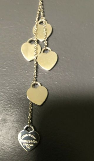 Vintage Tiffany Return To Tiffany 5 Heart Necklace Sterling Silver Dangle
