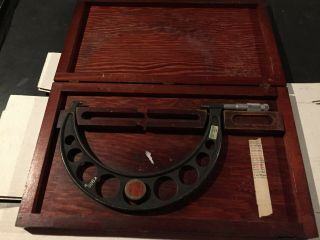 Vintage Brown & Sharpe 8 - 9 " Outside Machinist Tool Micrometer In Wood Box