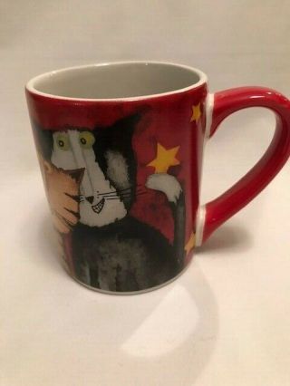 Debi Hron Cats Coffee Mug Cup Red Stars Gibson