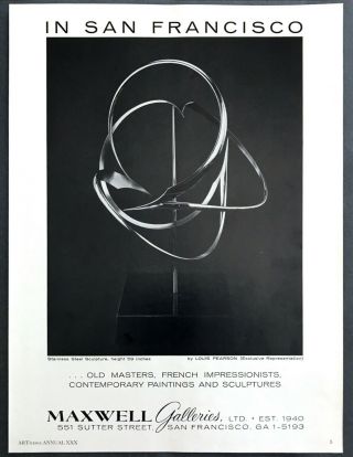 1965 Modern Ss Sculpture By Louis Pearson San Francisco Gallery Vintage Print Ad