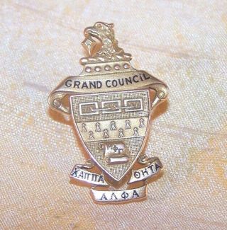Vintage Kappa Alpha Theta Sorority 10k Gold Large Crest Pin Grand Council