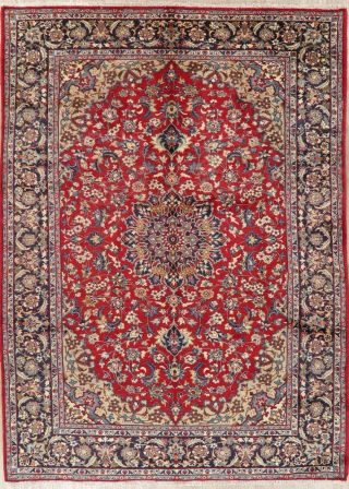 LABOR DAY DEAL Vintage Traditional Floral RED Najafabad Area Rug Hand - made 8x11 2