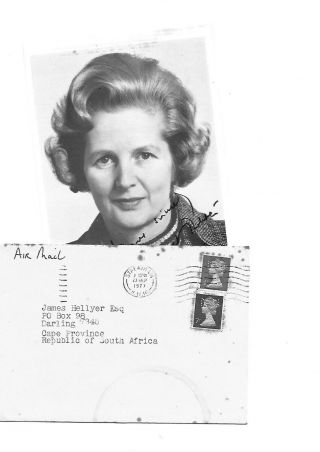 Margaret Thatcher - Signed Card,  Photo.