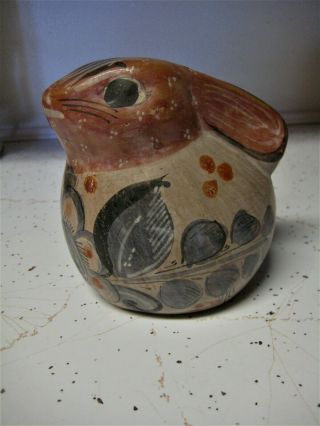 Vintage Tonala Mexican Burnished Pottery Bunny Rabbit Folk Art