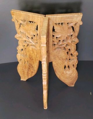 Vintage Hand Carved Wooden Table Plant Stand Folding Legs Stand Only No Top