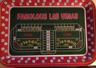 Vintage Fabulous Las Vegas Tin Tray.  Craps Table Design.