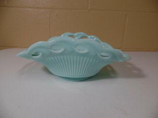 Vintage Fostoria Milk Glass Basket 11 1/2 " No.  2620 Blue/ /aqua