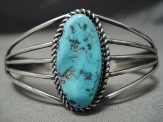 Incredible Vintage Zuni Native American Sterling Silver Turquoise Bracelet Old
