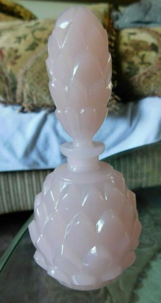 Vintage Antique Pink Glass Perfume Bottle W/ Stopper 5 " By 2 " Rare