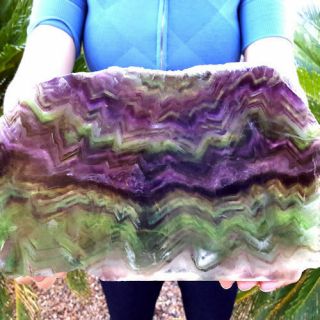 Large Very Decorative 10 3/8 Inch Multicolor Zoned Fluorite Crystal Slab