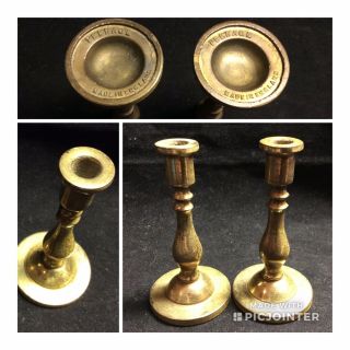 Vintage Pair Peerage England Brass Candle Holders Candlesticks 3 Inch (v3)