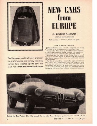 1952 Alfa Romeo Disco Volante Article / Ad