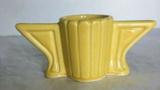 One Vintage Yellow Candle/toothpick Holder Art Deco Style 2 " T X 4 3/4 " W