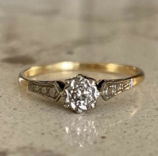 Vintage Art Deco Diamond Wedding Engagement Ring 18k Gold/platinum,  Size 7