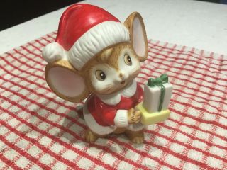 Vintage Homco Santa Mouse Ceramic Christmas Figurine Mice 5405 Cute W/gift